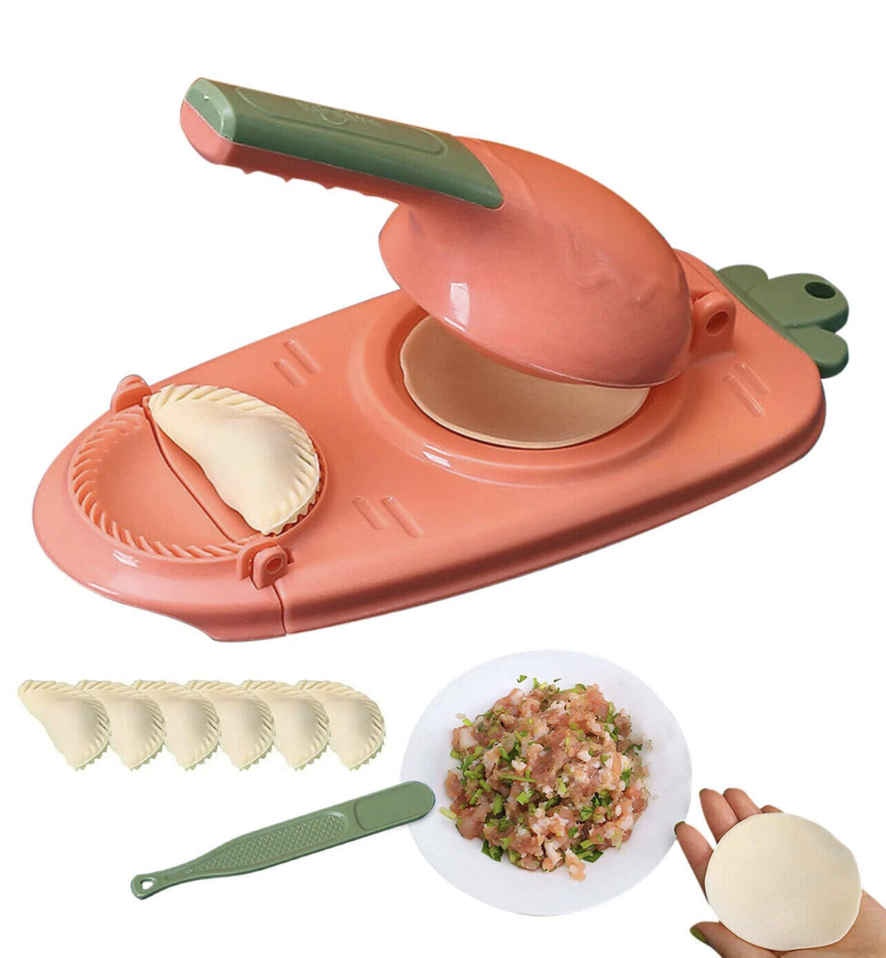 2-in-1 Dumpling Maker Easy DIY Dumpling Press & Skin Mold with Spoon Non-stick and Smooth Surface Traditional Kitchen Utensils Fruit Pie Machine