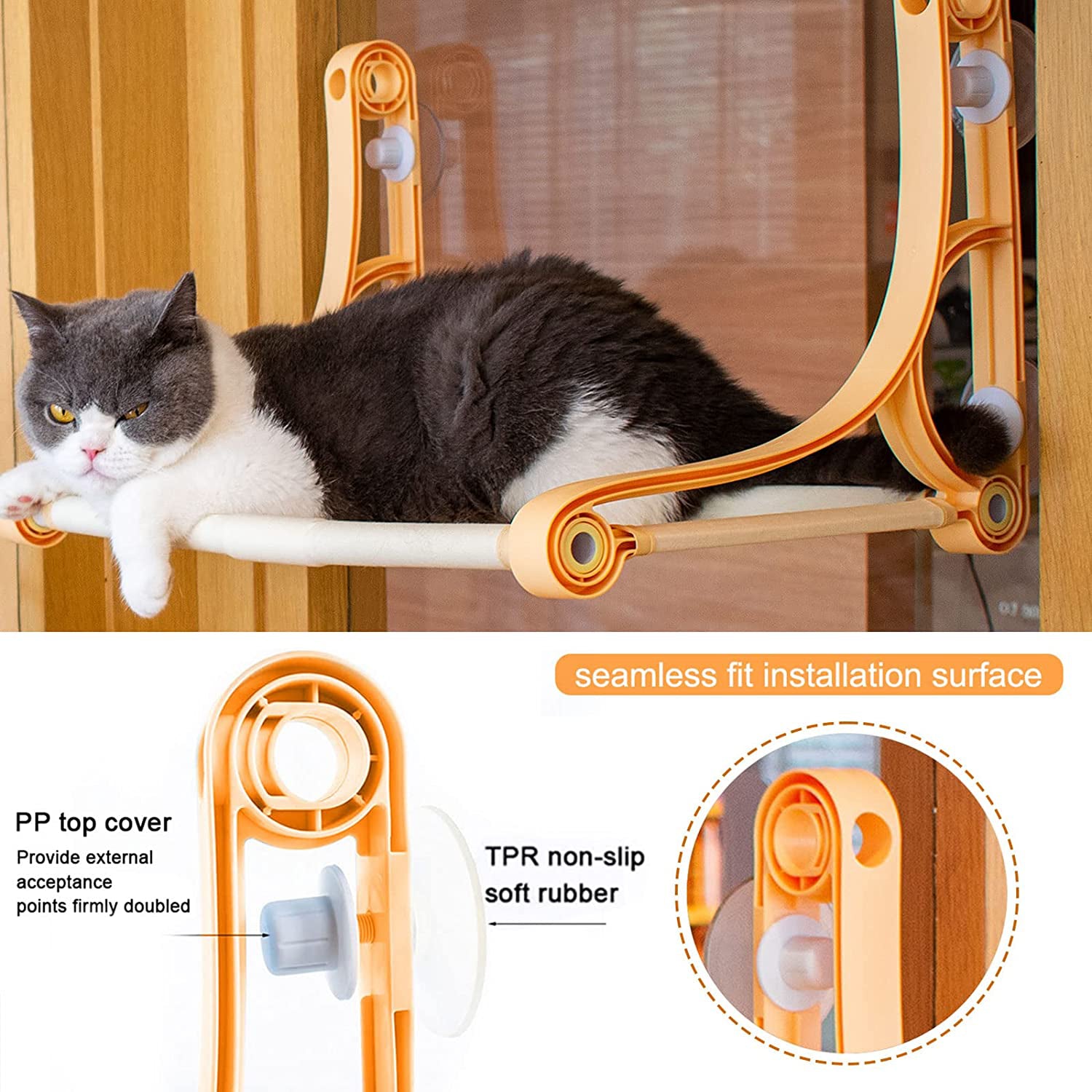 Cat Window Hammock for Large Cats – Durable, Breathable Bed & Perch with Suction Cups, Climbing Shelf Seat for Bird Watching & Sunbathing Fun!