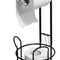 Toilet Paper Holder Stand with Storage Shelf & Bath Mat – Freestanding Bathroom Tissue Holder, Rustproof Steel, Holds 3 Rolls, No Drilling