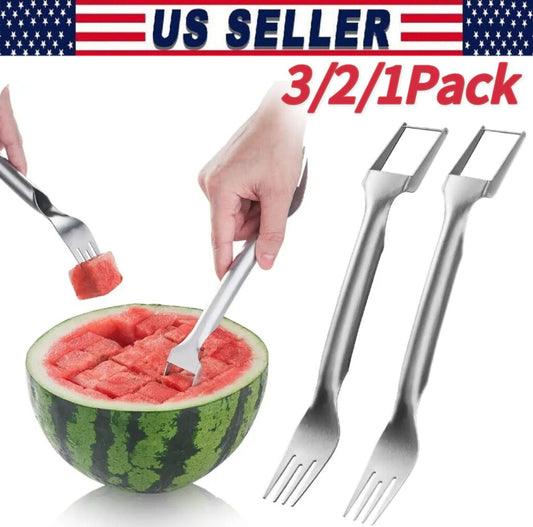 3/1 Watermelon Slicer Cutter,2-In-1 Fork Stainless Steel Fruit Cutting Artifact