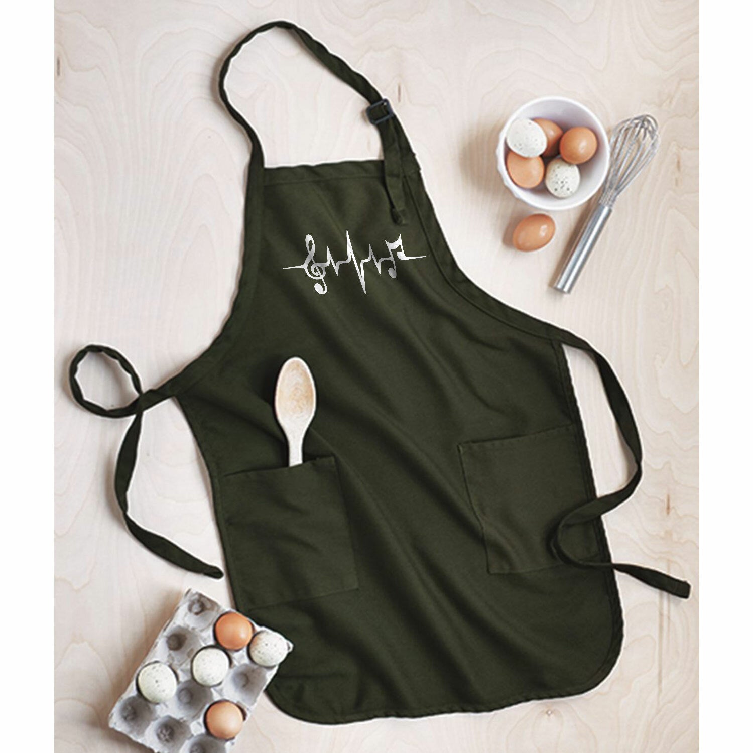 Music Note Beat Apron Kitchen Cooking Cook Barking Grill Pocket Home Chef Gift