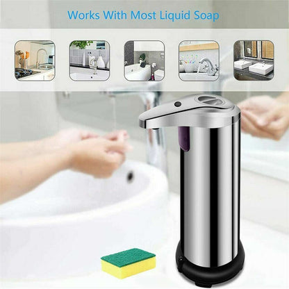 Touchless Soap Dispenser – 250ml Stainless Steel Auto Sensor Pump for Kitchen & Bathroom | Hands-Free Hygiene Must-Have