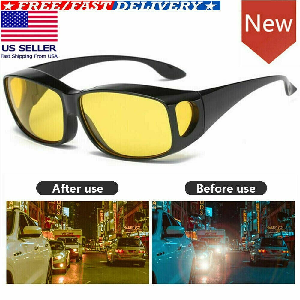 Night Driving Glasses HD anti Glare Vision Polarized Yellow Lens Tinted Unisexs