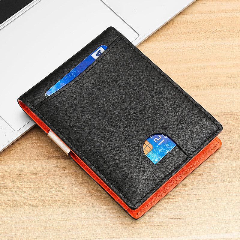 RFID Blocking Men Ultra-Thin Leather Wallet Front Pocket Cash Card Holder Purse