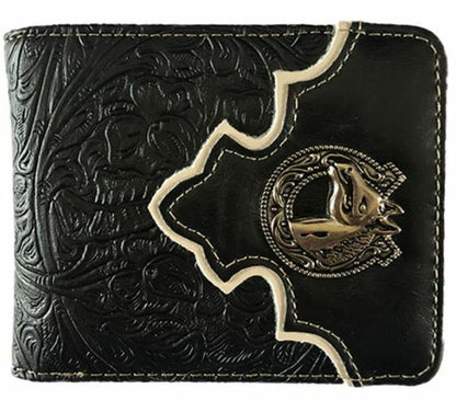 Horse Mens Wallet Western Bifold Style W090-15 Black