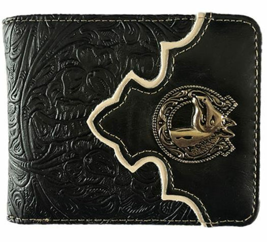 Horse Mens Wallet Western Bifold Style W090-15 Black