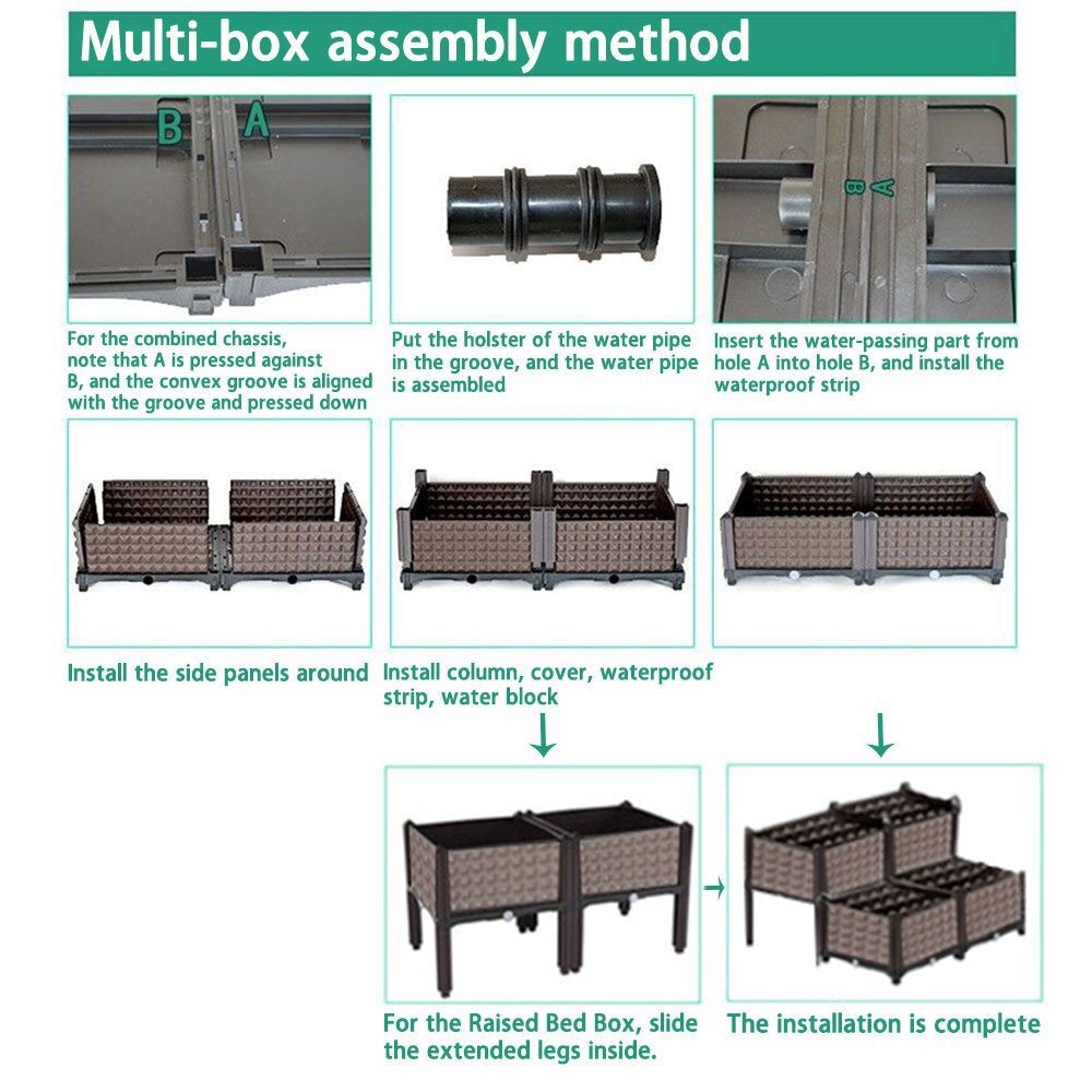 2X Elevated Rectangular Raised Garden Bed Flower Vegetable Grow Planter Care Box