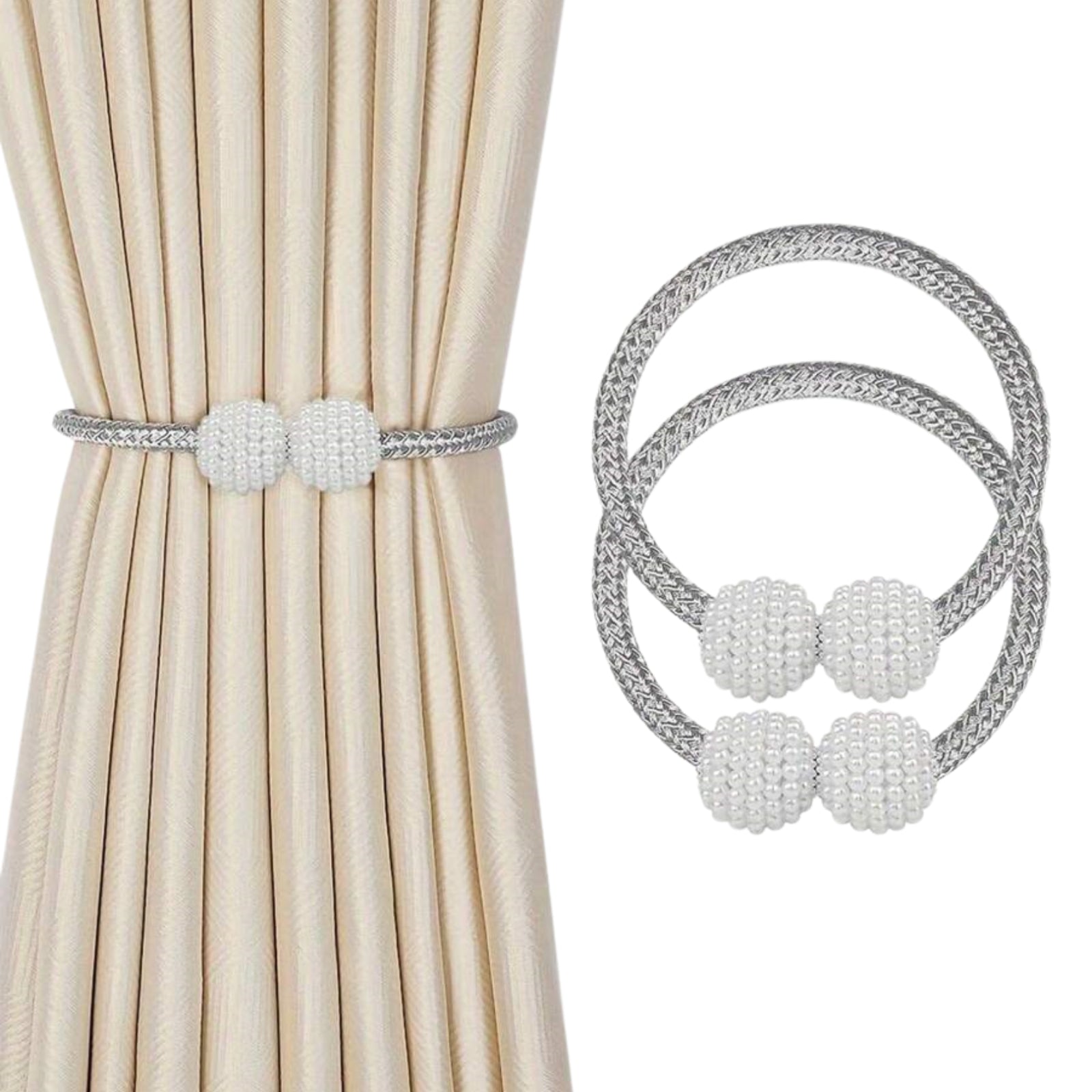 2Pcs Curtain Tiebacks Holdbacks Magnetic Buckle Woven Tie Hold Back Clips Rope