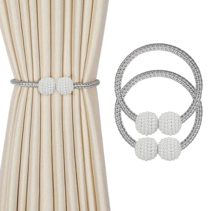 2Pcs Curtain Tiebacks Holdbacks Magnetic Buckle Woven Tie Hold Back Clips Rope