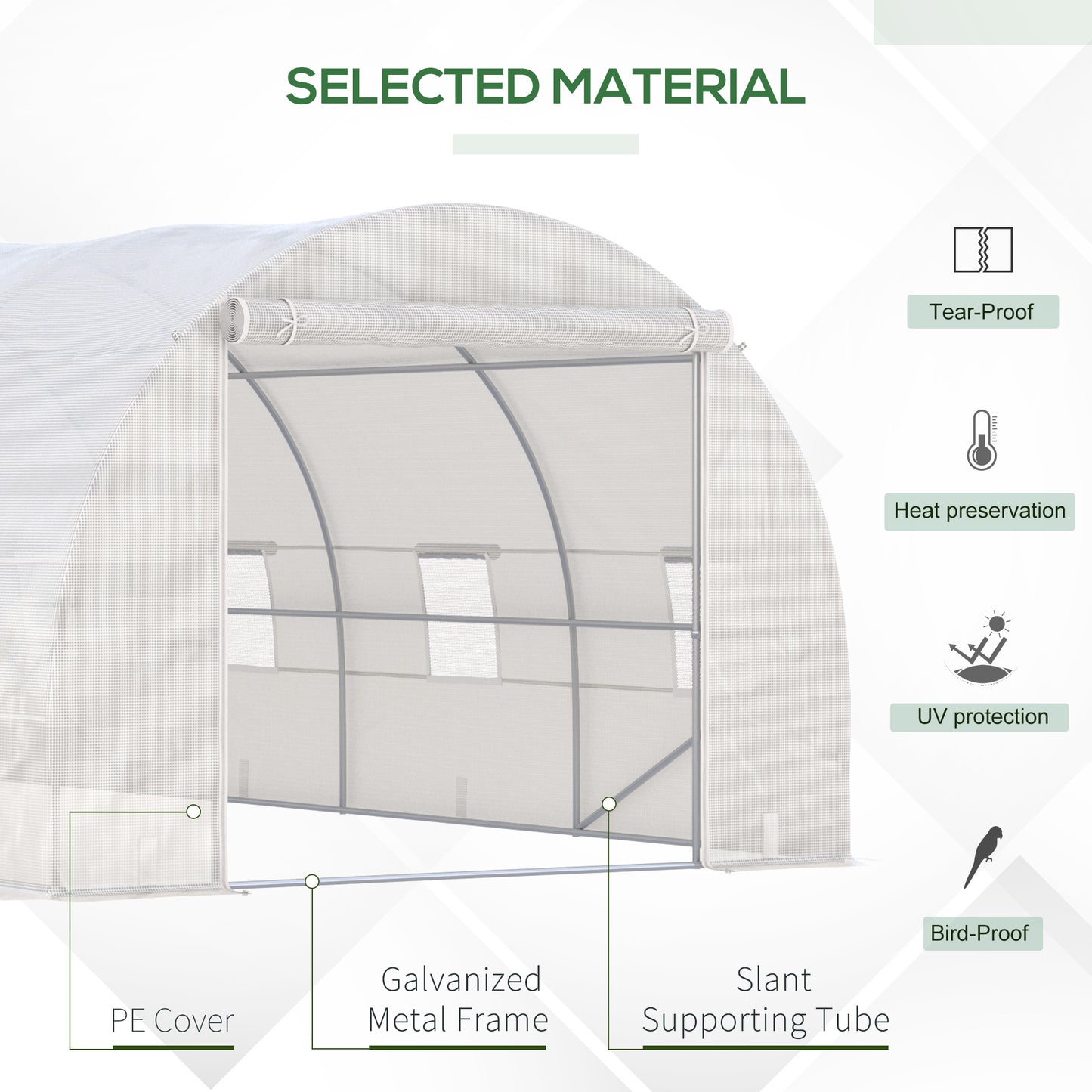 Heavy Duty Walk-In Greenhouse 20x10x7ft - Outdoor Plant Grow House, UV-Resistant PE Cover, Reinforced Steel Frame, Vent Windows, Zipper Door