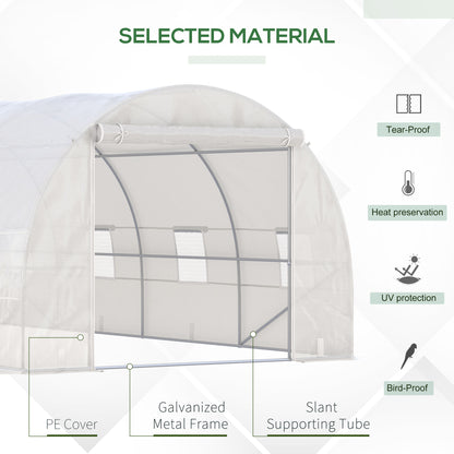 Heavy Duty Walk-In Greenhouse 20x10x7ft - Outdoor Plant Grow House, UV-Resistant PE Cover, Reinforced Steel Frame, Vent Windows, Zipper Door