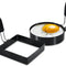 4'' Round+Square Egg Rings Set Silicone Handle Stainless Steel Egg Cooking Rings