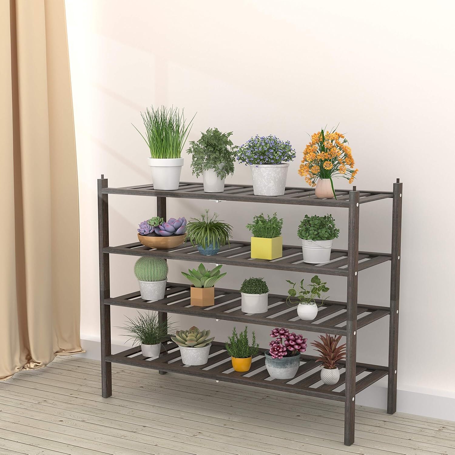 Bamboo 2-Tier Shoe Rack Stackable Shoe Shelf Storage Organizer for Entryway, ...