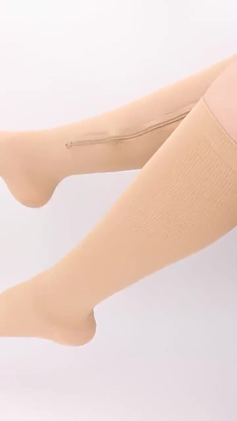 tame impala leg warmers Zipper Medical Compression Support Socks Knee High Open Toe Compression Socks Zip-Up Open Comfort Fit Womenswear Breathable