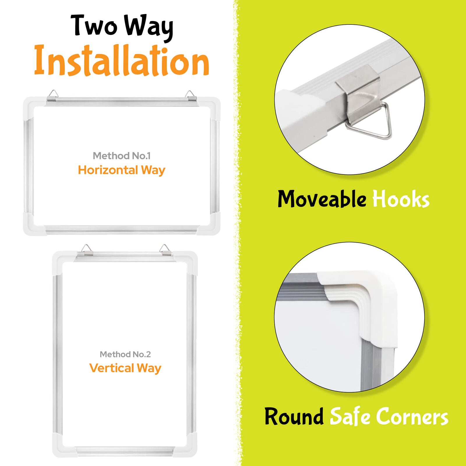 Dry Erase Board for Wall, 15"X12" Hanging Whiteboard with Double-Sided Lap Board