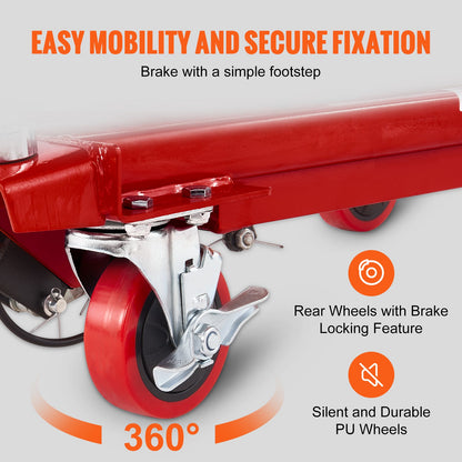 Hydraulic Lift Table Cart 500 Lbs Manual Scissor Lift Table 28.5" Red