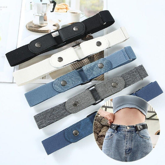 5-Pack No-Buckle Elastic Waist Belts – Comfortable, Adjustable Stretch Belts for Men & Women, Hassle-Free Fit for Jeans, Pants & Everyday Wear