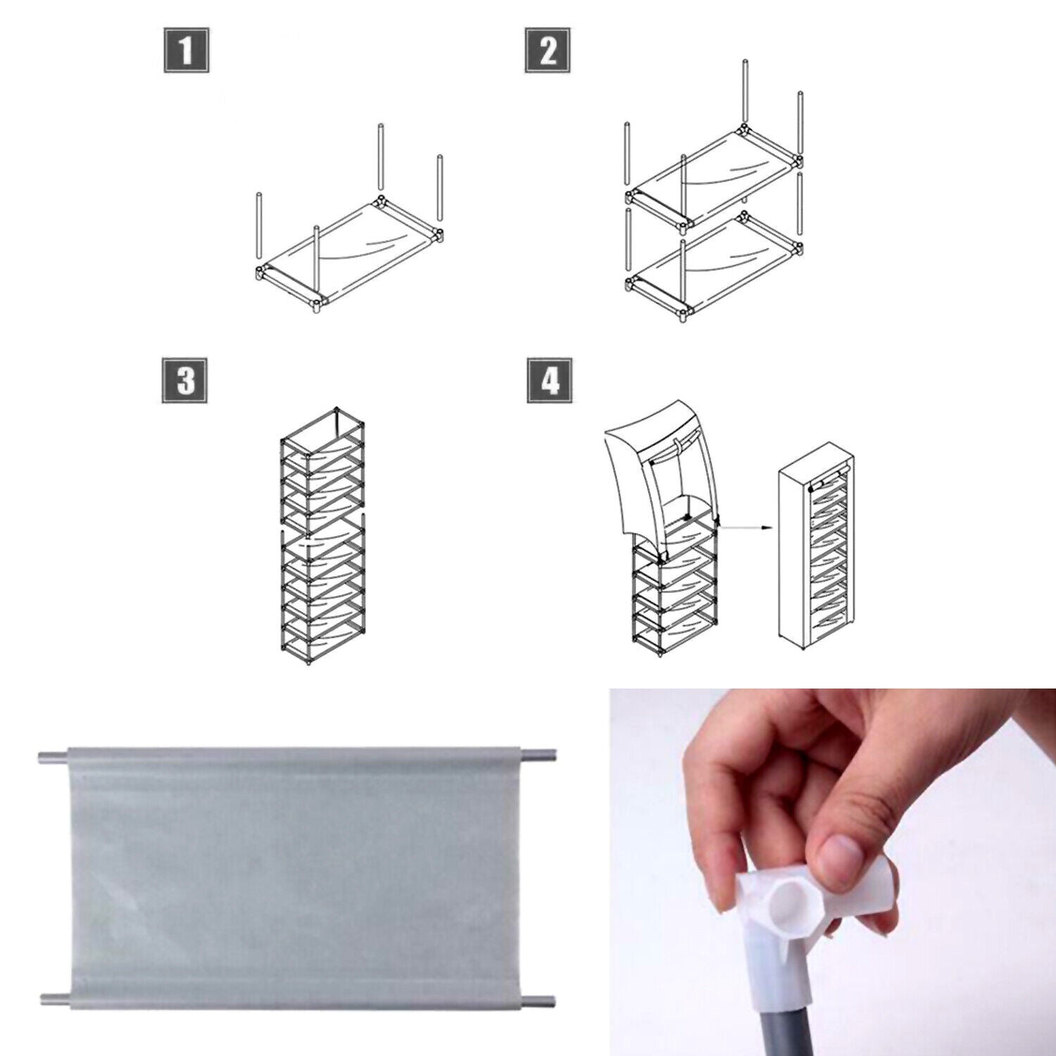 Portable Shoe Rack with Cover | 9-Shelf Storage Closet Organizer Cabinet for Entryway, Bedroom, or Dorm | Space-Saving Shoe Holder for Home Use