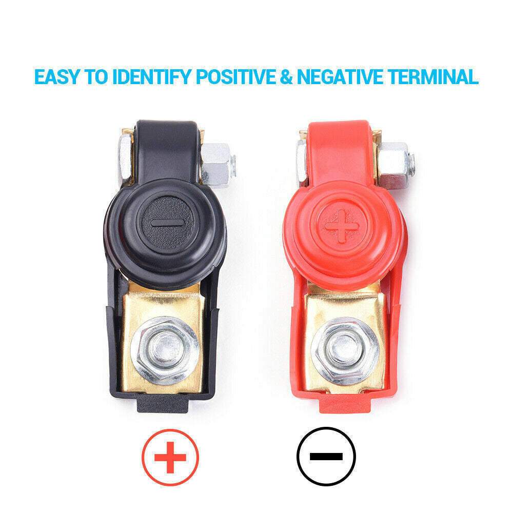 Heavy Duty Car Battery Terminal Connectors - Universal Fit for Cars, Positive & Negative Posts, Adjustable Clamps, Easy Install, Copper Plating