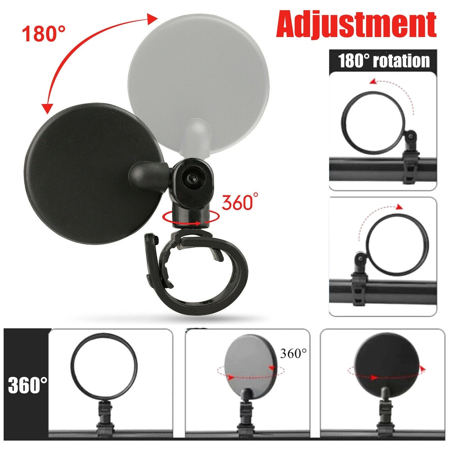 2Pcs Bike Mirror Rotaty round MTB Road Handlebar Bicycle Rear View Glass Cycling