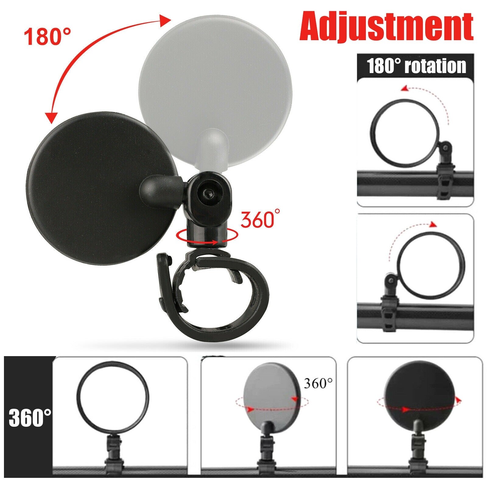 2Pcs Bike Mirror Rotaty round MTB Road Handlebar Bicycle Rear View Glass Cycling