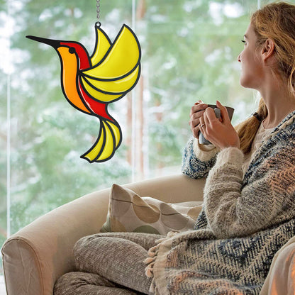 Hummingbird Suncatcher Stained Alloy Birds Garden Hanging Pendant Home Art Decor