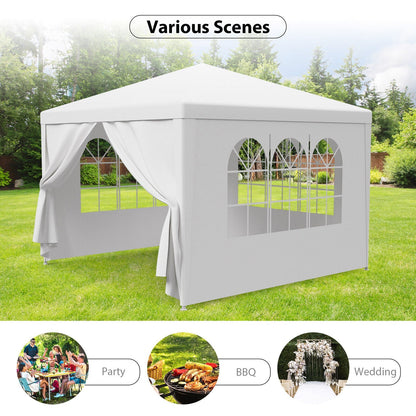 Trending 10'x10' White Party Tent | Outdoor Canopy Gazebo for Weddings, BBQs & Events w/ 4 Removable Walls, Waterproof Cover & Steel Frame