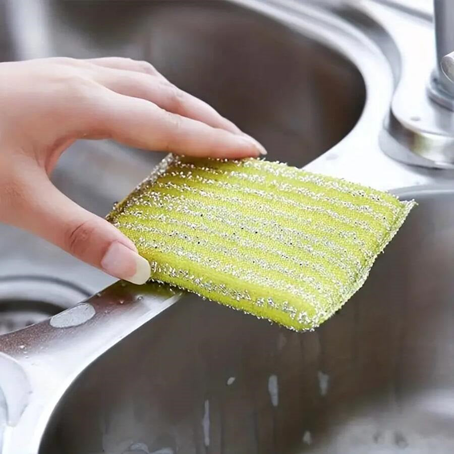 Kitchen Cleaning Sponges, 4-Piece Reusable Steel Scrub – Heavy-Duty Multiuse Scrubbers for Dishes, Pots & Pans, Tough on Grease & Grime!
