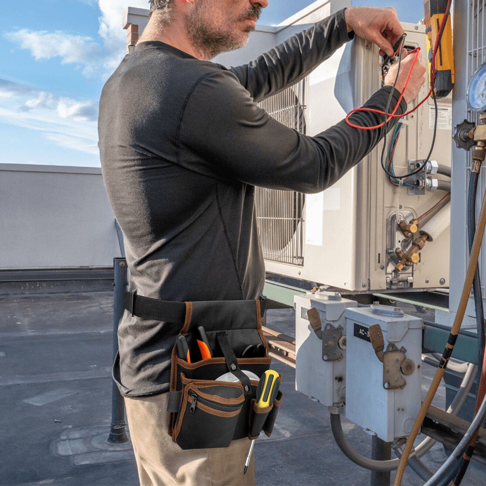 Electrician Pouch Tool, Oxford Waist Tool Bag Belt Pouch Hardware Organizer