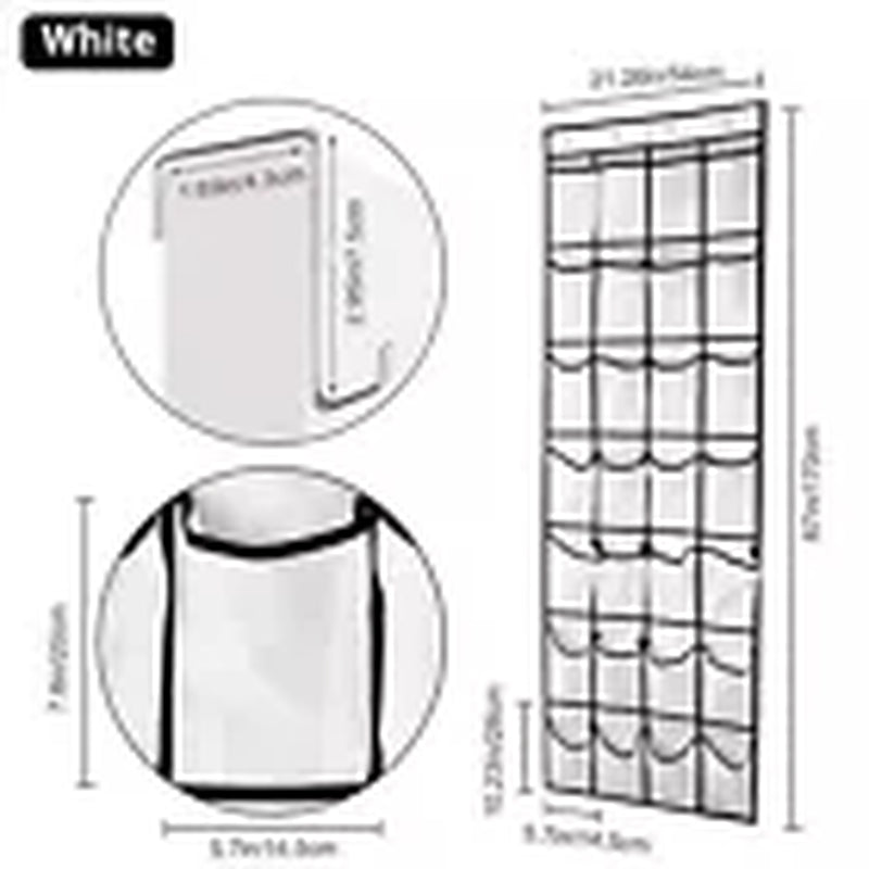 Over the Door Shoe Organizer - 28 Large Pockets for 14 Pairs of Shoes, Space-Saving Hanging Storage for Closet, Bedroom, Fits Most Doors with Hooks