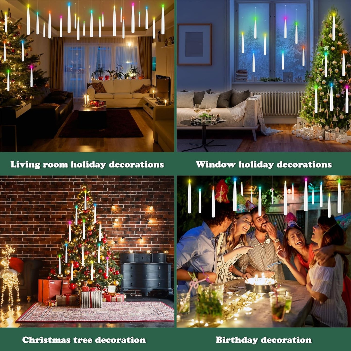 Color Changing Floating Candles with Magic Wand Remote, Holiday Decorations Magi