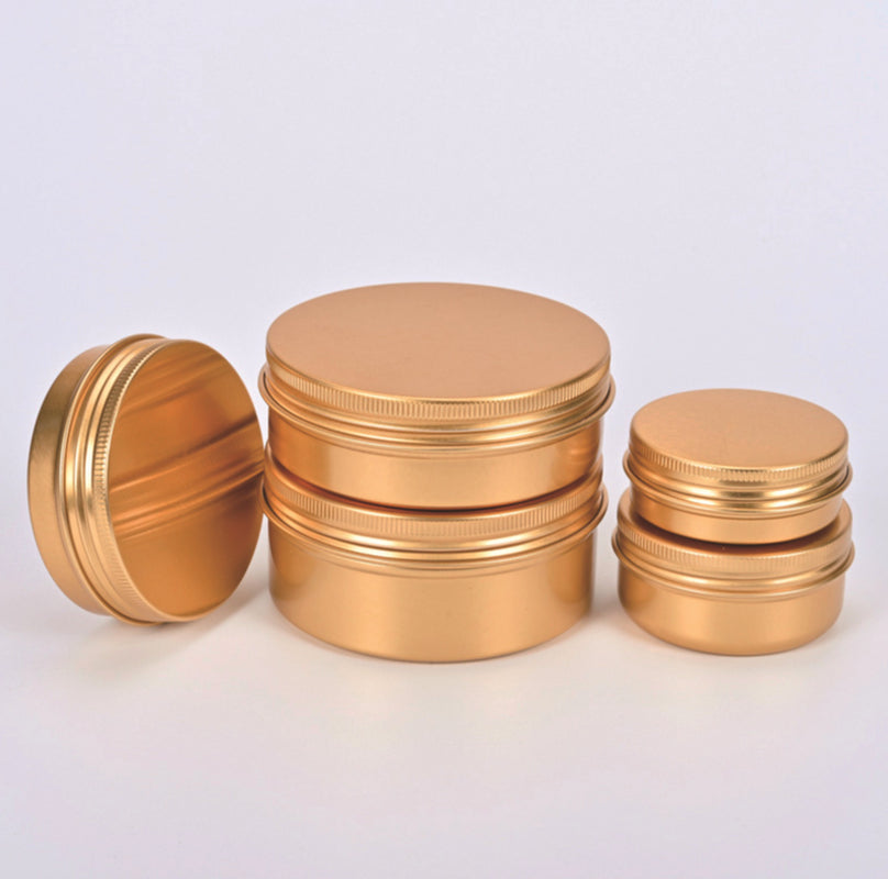 jewelry jar Gold Aluminum Tin Containers - 2oz Screw-Top Leak-Proof Jars for Lip Balm, Candles & Cosmetics (24-Pack)