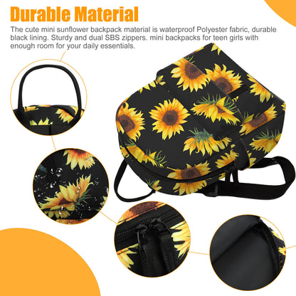 Mini Sunflower Backpack Women Purse Shoulder Rucksack Handbag Travel Bag Pouch