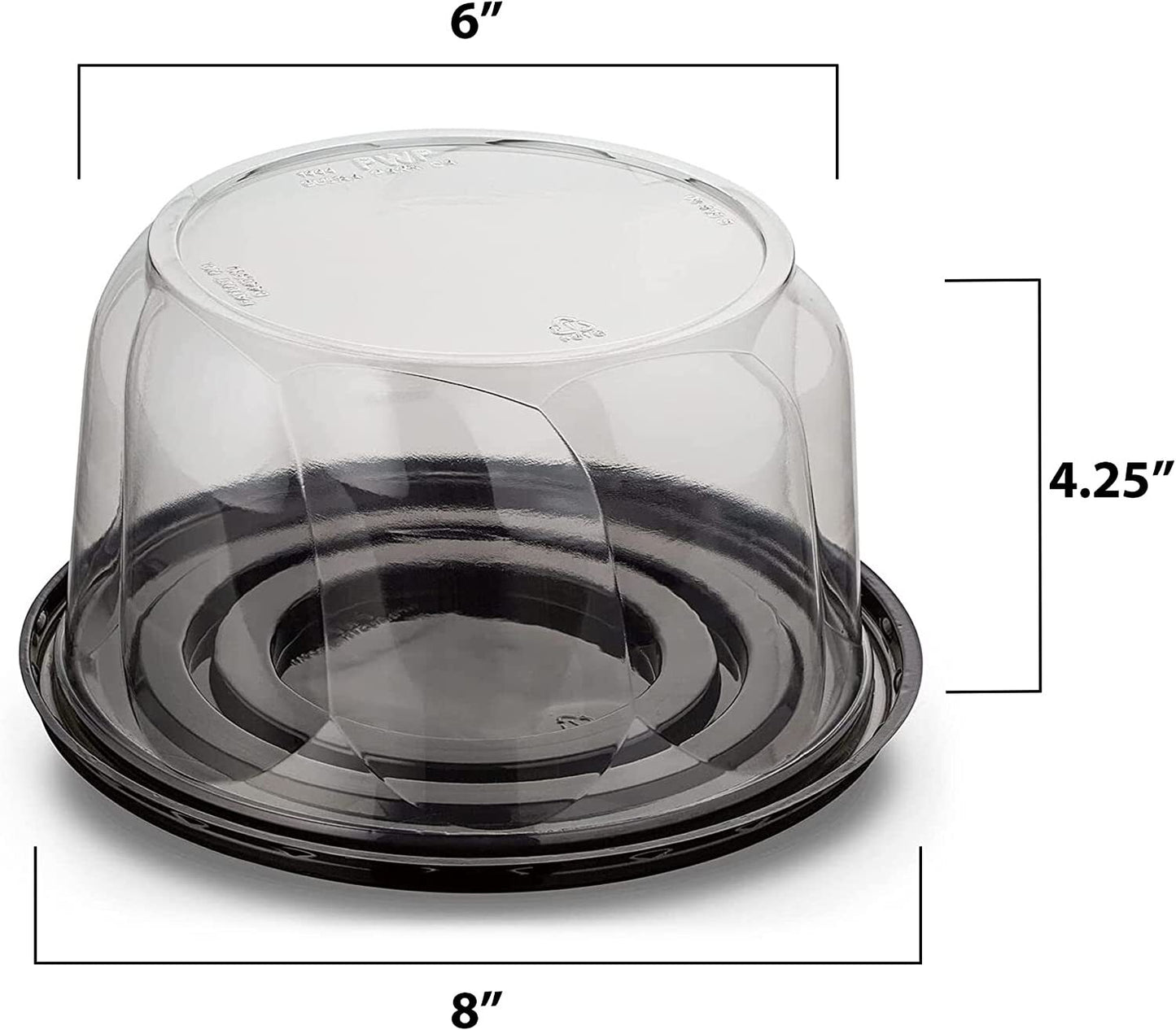 MT Products Plastic Cake Container with Clear Dome Cover 6" round - Pack of 5