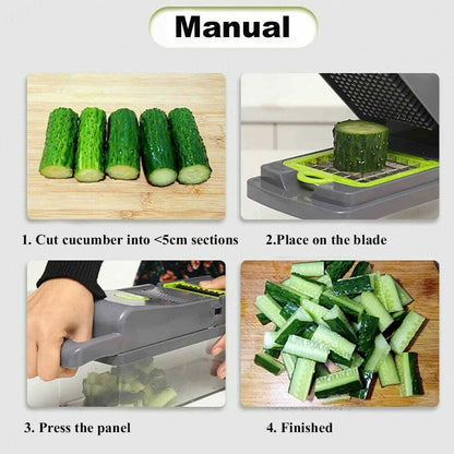 14-in-1 Multi-Functional Vegetable and Fruit Chopper, Cutter, Dicer, and Slicer for Onions and Veggies - Essential Kitchen Tool for Food Preparation