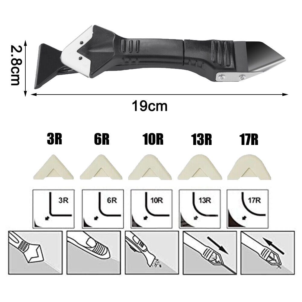 5 in 1 Silicone Sealant Remover Tool Kit Set Scraper Caulking Mould Removal US