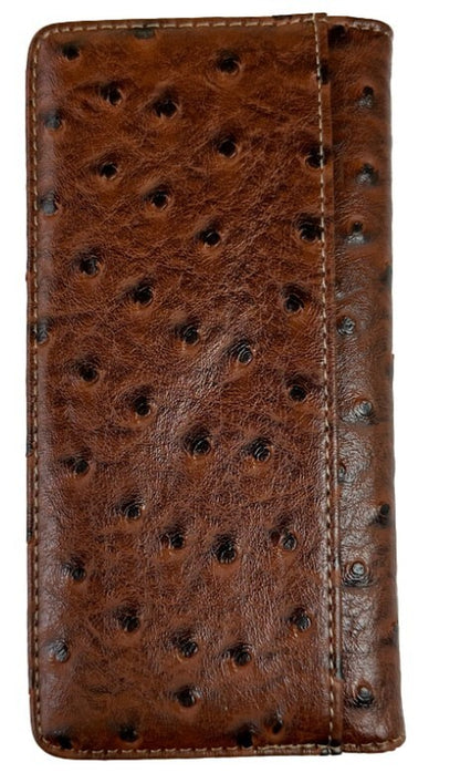 Longhorn Men Wallet Western Bifold Check Book Style W011-30 Ostrich Brown