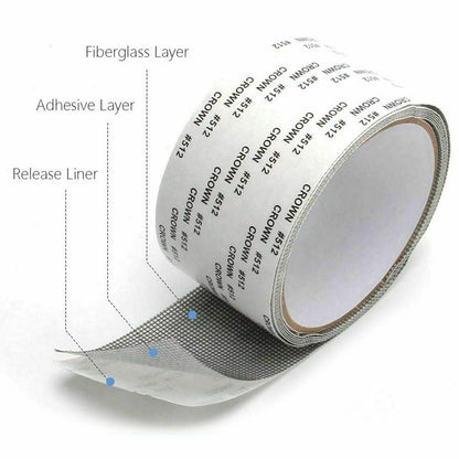 Strong Adhesive Screen Repair Tape - Easy DIY Fix for Window & Door Screens, Mesh, Tents & More | Durable Fiberglass, Waterproof, Cut to Any Size 