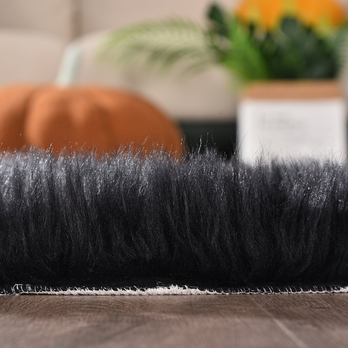 Faux Fur Sheepskin Fluffy Area Rugs round Shaggy Carpet for Bedroom Living Room