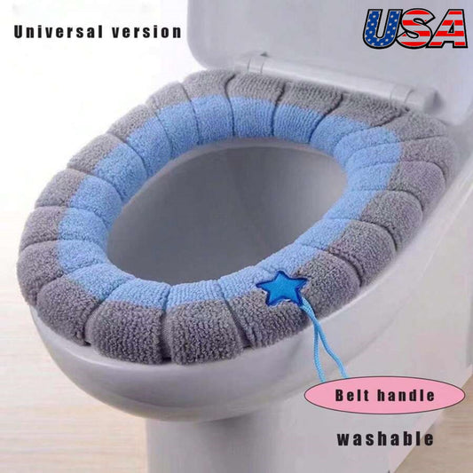 Cozy Bathroom Soft Thicker Stretchable Toilet Seat Cover – Washable & Warmer Cushion Mat for Cold Mornings | Viral Comfort Find