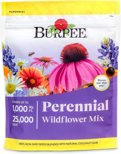 Easy-Growing Wildflower Seeds Mix - 50,000 Non-GMO Seeds for Bees & Butterflies, Covers 1,000 Sq Ft, Fast Blooming, Pollinator-Friendly Garden Flowers