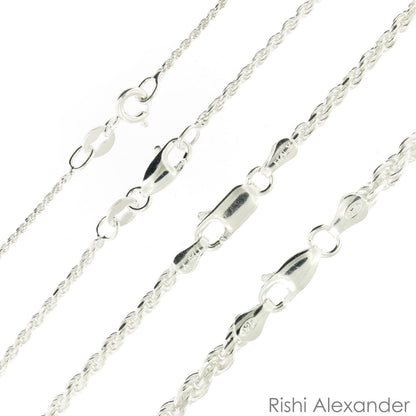 925 Sterling Silver Diamond Cut Rope Chain Necklace .925 Italy All Sizes