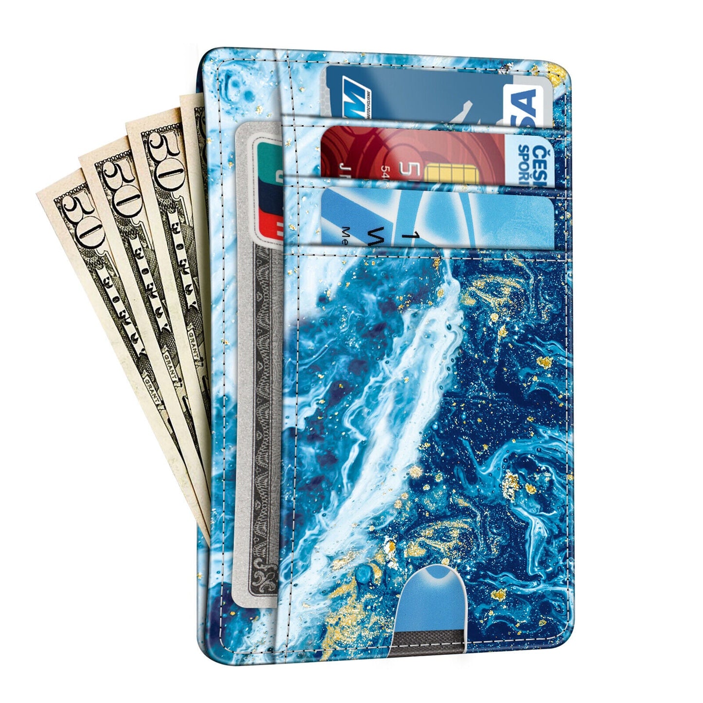 Mens RFID Blocking Leather Slim Wallet Money Credit Card Slots Coin Holder