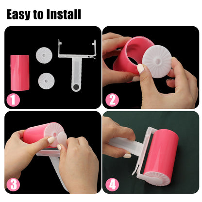 2 Pcs Sticky Lint Roller Washable Reusable Clothes Pet Hair Remover Dust Cleaner