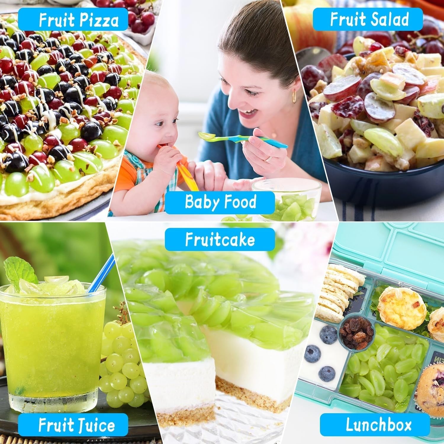 Grape Cutter, Fruit Slicer and Veggie Divider with Stainless Steel Blades