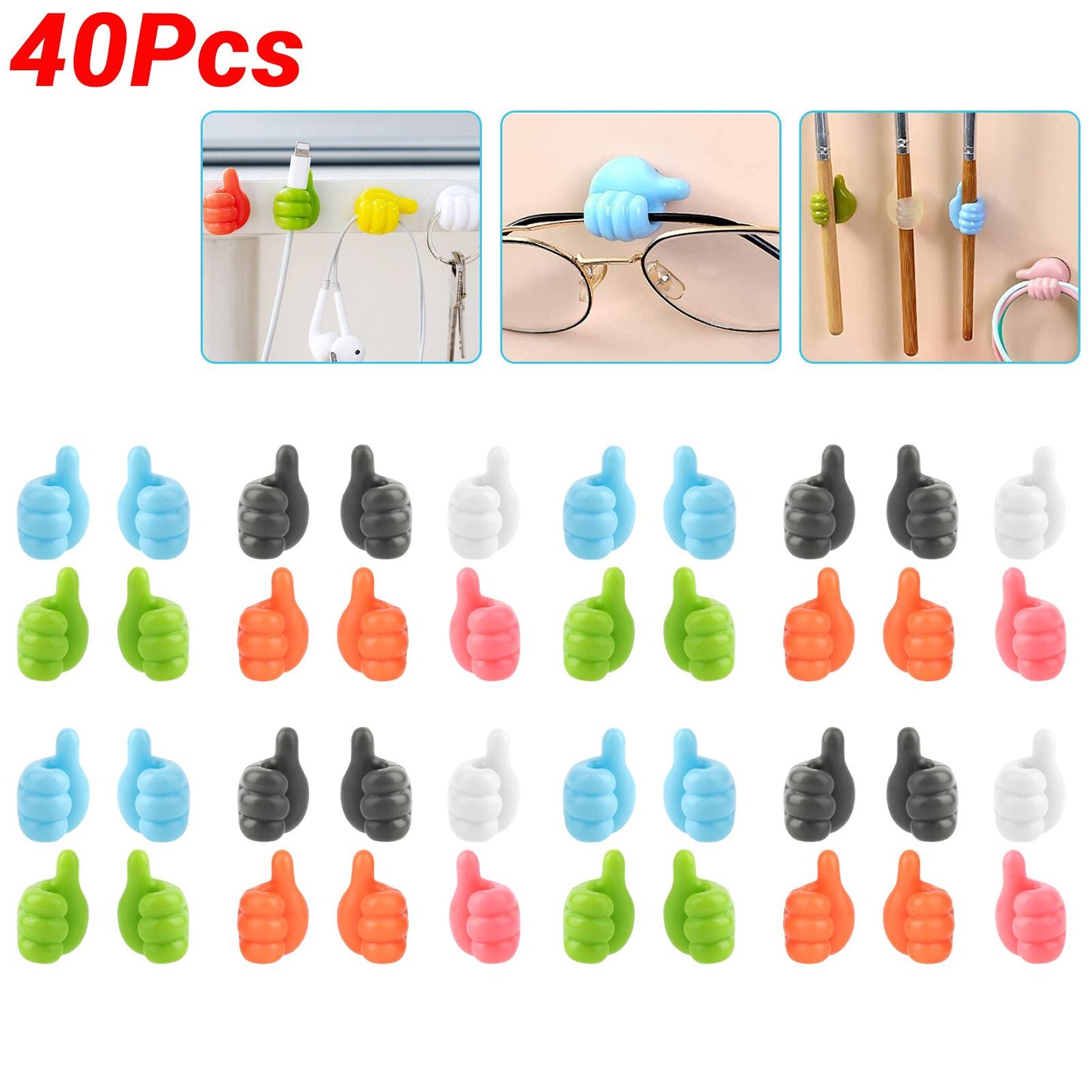 40X Thumb Shape Self Adhesive Hook Multifunctiona
