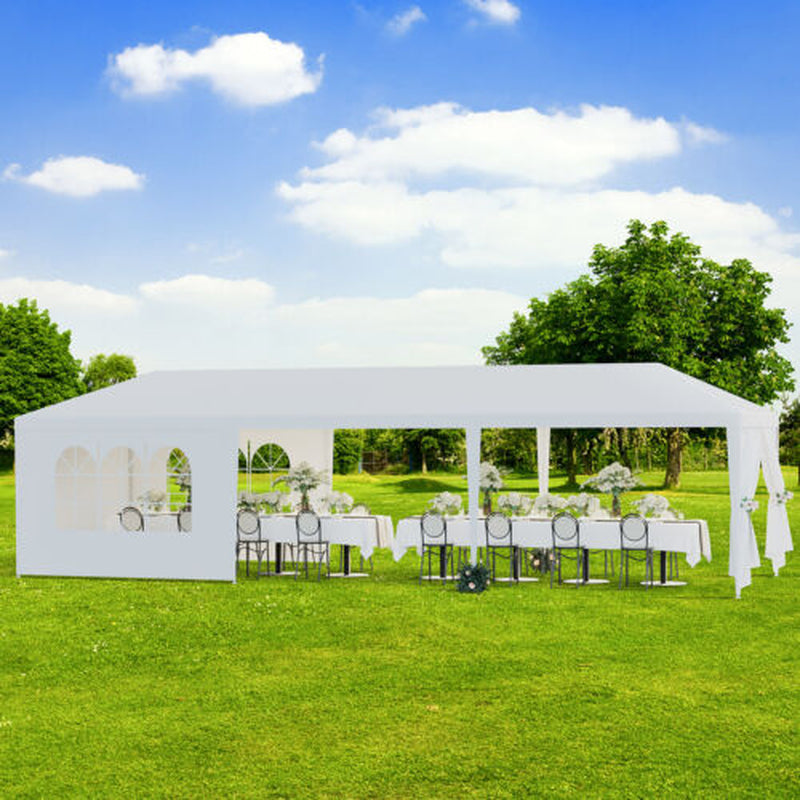 Trending 10'x30' White Party Tent | Outdoor Wedding Gazebo Pavilion w/ 8 Removable Side Walls, Waterproof Cover, Steel Frame & Easy Setup