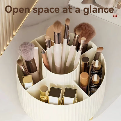 Large Capacity Makeup Brush Holder 5 Slot 360° Rotate Makeup Brush Holder Organizer Cup for Cosmetics Vanity Desktop