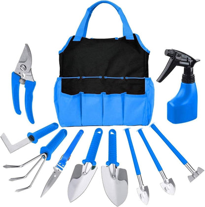 Gardening Tools Set of 10 - Complete Garden Tool Kit for Indoors & Outdoors