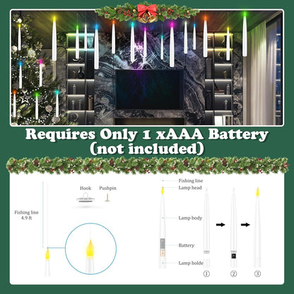 Color Changing Floating Candles with Magic Wand Remote, Holiday Decorations Magi